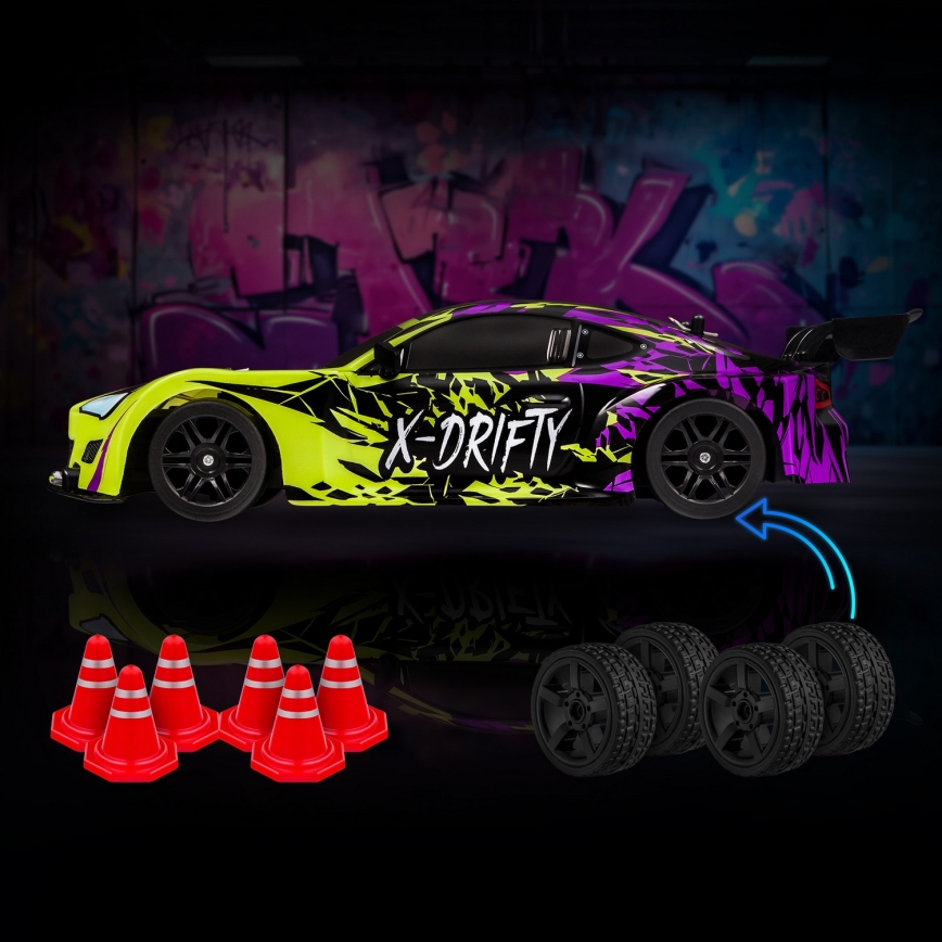 Overmax - RC-Drift-Auto mit Fernsteuerung X-DRIFT 1000 mAh gelb/lila