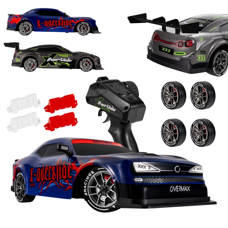 Overmax - ferngesteuertes RC-Driftauto X-OVERSLIDE 1000 mAh schwarz/grün/blau/rot