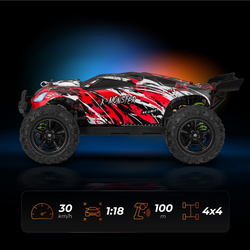 Overmax - ferngesteuertes RC-Auto 2-in-1 X-MONSTER 3.5 1700 mAh schwarz/rot/grün