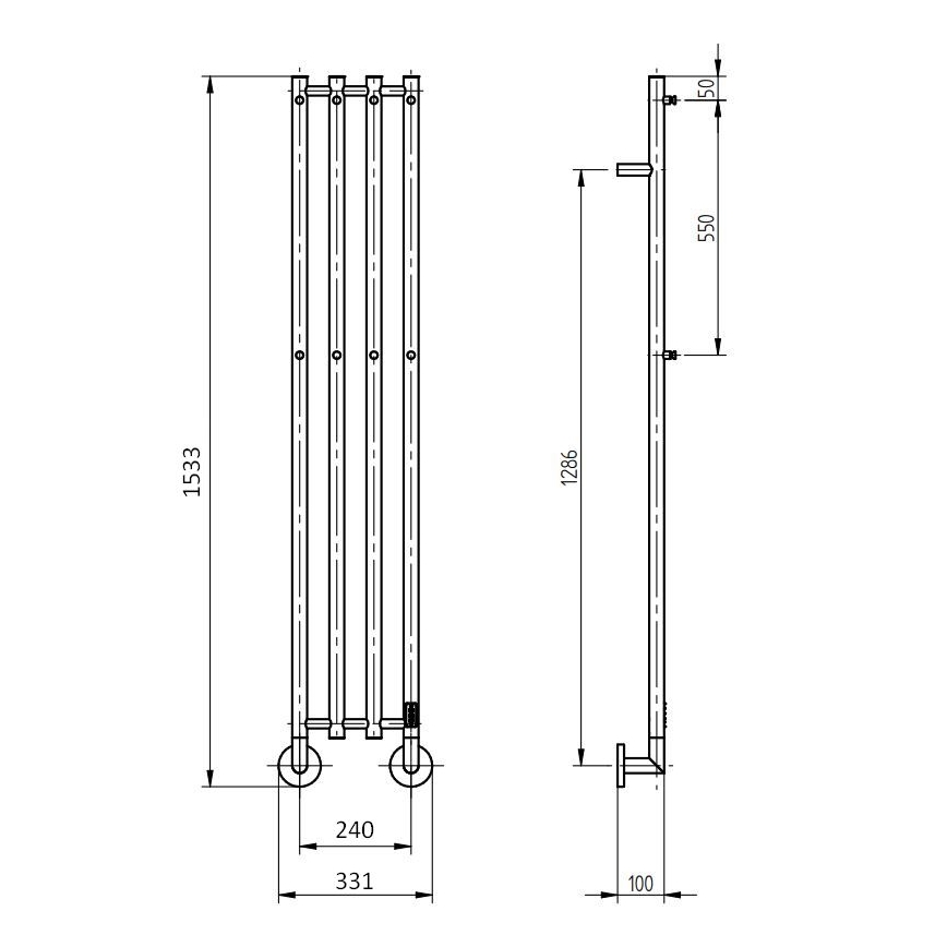 P.M.H. MO1B-R - Elektrischer Handtuchheizkörper MONA 93W/230V 153,3 cm IP44 schwarz