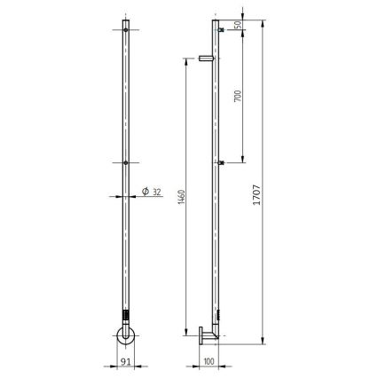 P.M.H. OL1B - Elektrischer Handtuchwärmer OLE 24W/230V 170 cm IP44 schwarz