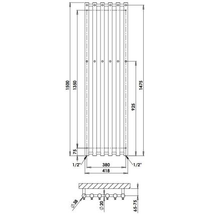 P.M.H. R2W/6 - Badezimmer-Leiterheizkörper ROSENDAL 525 W 150 cm weiß