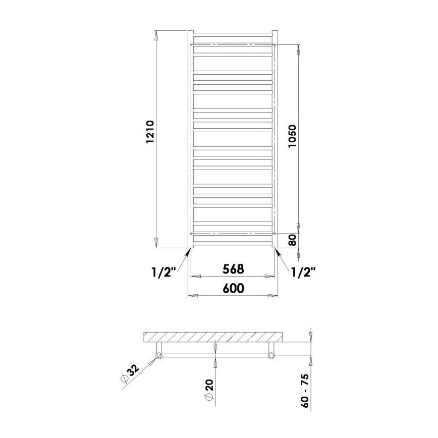 P.M.H. SN4W - Handtuchheizkörper SORANO 470W 121 cm weiß