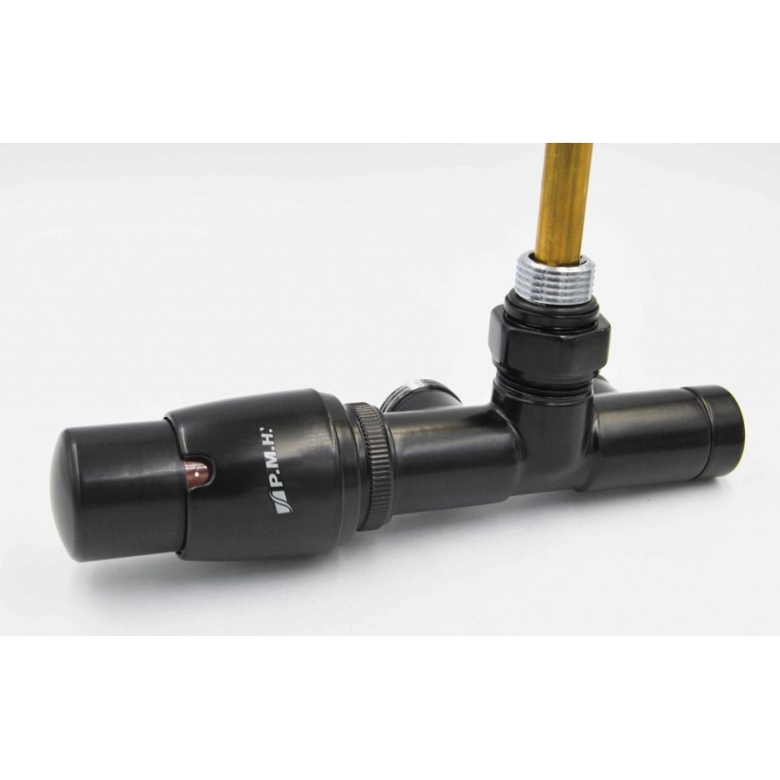 P.M.H. UNIKO-LB-EK - Ventil mit Thermostatkopf UNIKO links/schwarz