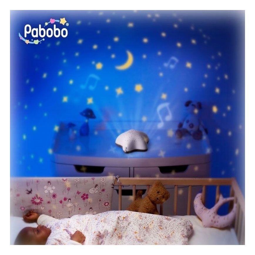 PABOBO - Projektor mit Melodie STAR 3xAA beige