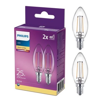 PACK 2x LED-Glühbirne Philips B35 E14/2W/230V 2700K