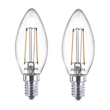 PACK 2x LED-Glühbirne Philips B35 E14/2W/230V 2700K