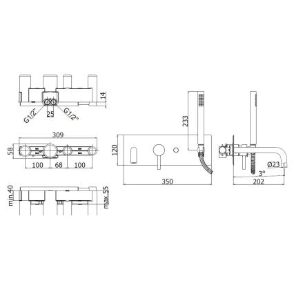Paffoni - Badewannen-Set LIGHT, glänzender Chrom