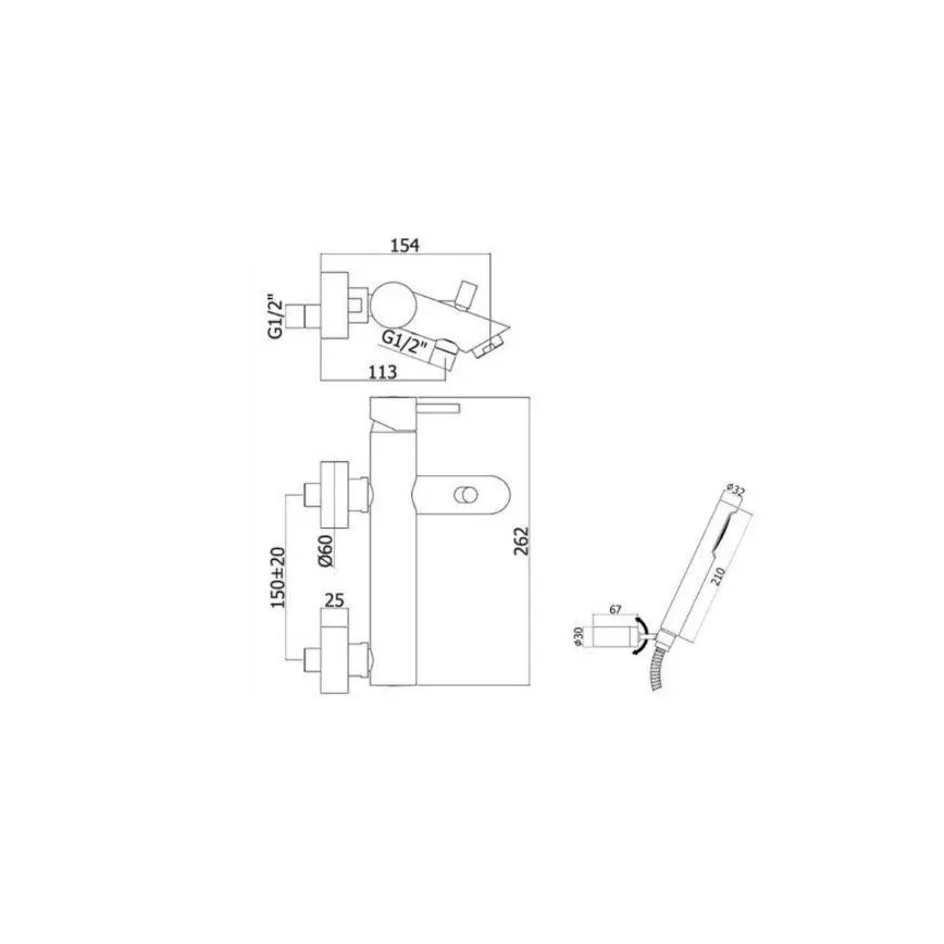 Paffoni - Badewannen-Set LIGHT mit Wannenarmatur, gebürstetes Gold