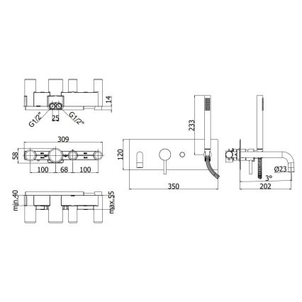 Paffoni - Badewannen-Set LIGHT schwarz