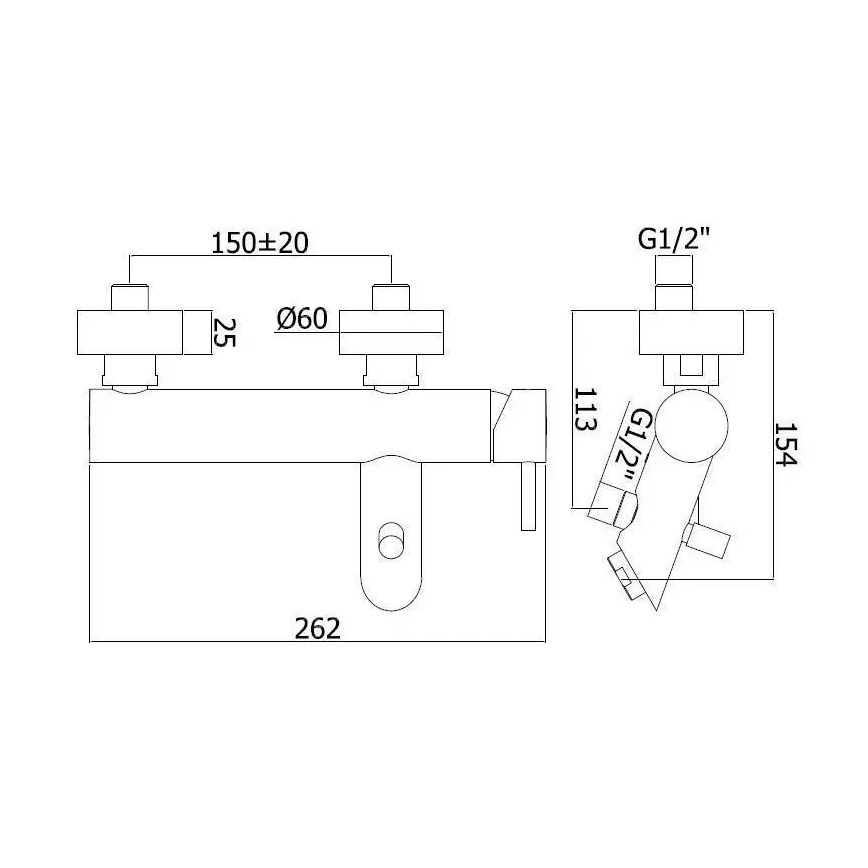 Paffoni - Badewannenarmatur LIGHT Edelstahl