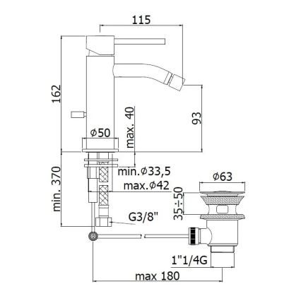 Paffoni - Bidetarmatur LIGHT mit Ablaufgarnitur, gebürstetes Gold
