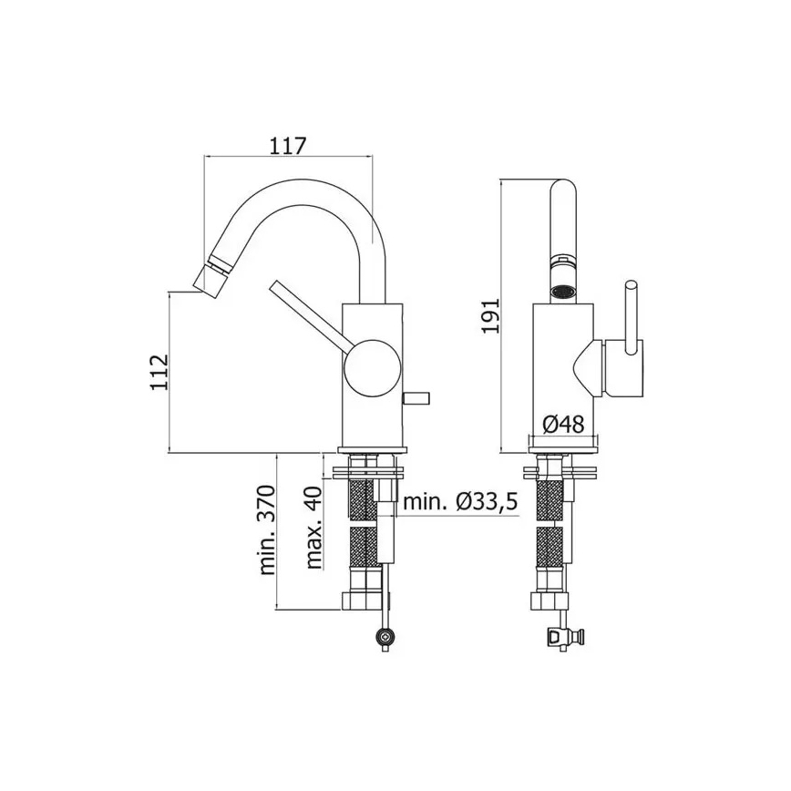Paffoni - Bidetarmatur LIGHT schwarz