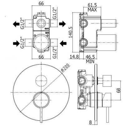 Paffoni - Duscharmatur zur Unterputzmontage LIGHT Edelstahl