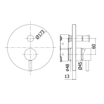 Paffoni - Duscharmatur zur Unterputzmontage LIGHT, hochglänzender Chrom