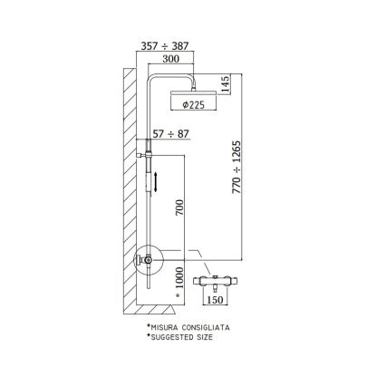 Paffoni - Duschsystem mit Thermostatarmatur BIRILLO Hochglanz-Chrom