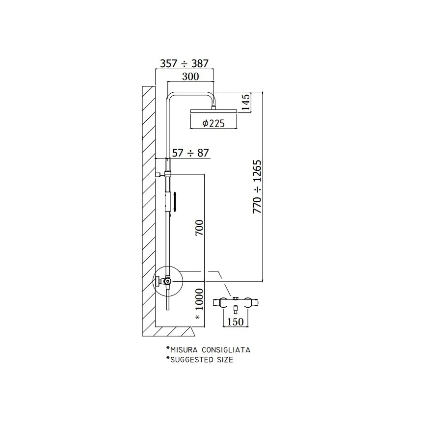 Paffoni - Duschsystem mit Thermostatarmatur BIRILLO Hochglanz-Chrom