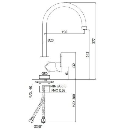 Paffoni - Küchenarmatur CANDY, glänzender Chrom
