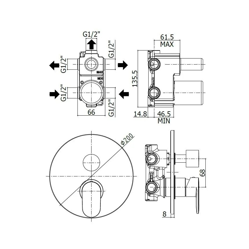 Paffoni - Unterputz-Duscharmatur CANDY, hochglänzender Chrom
