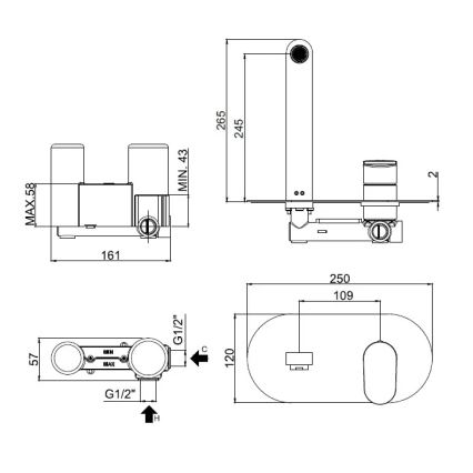 Paffoni - Unterputz-Waschtischarmatur CANDY glänzender Chrom