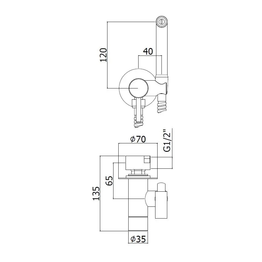 Paffoni - Wand-Set mit Hand-Bidetbrause für Unterputzmontage KIT, Hochglanz-Chrom