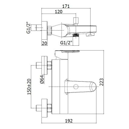 Paffoni - Wannen-Set mit Wannenarmatur CANDY, Hochglanz-Chrom