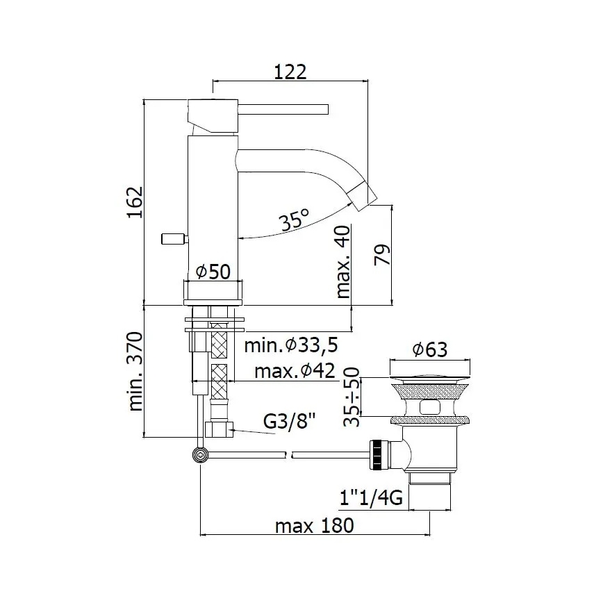 Paffoni - Waschtischarmatur + Ablaufgarnitur LIGHT weiß