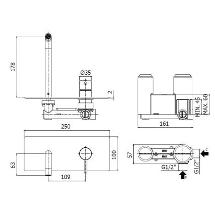 Paffoni - Waschtischarmatur LIGHT zur Unterputzmontage, glänzender Chrom