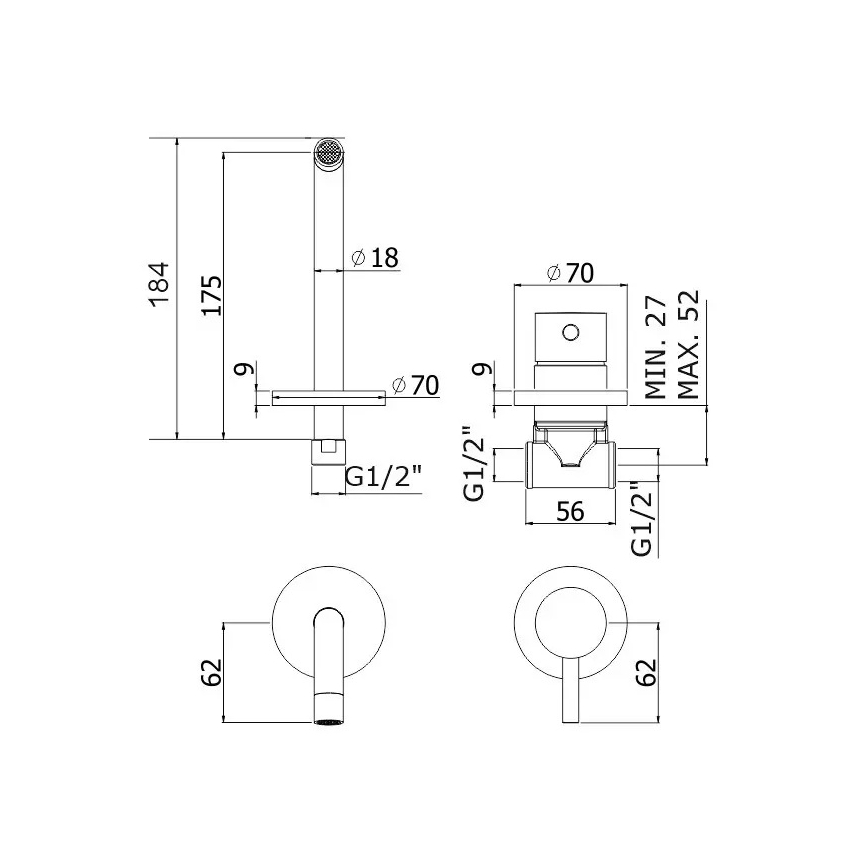 Paffoni - Waschtischarmatur zur Unterputzmontage LIGHT glänzender Chrom