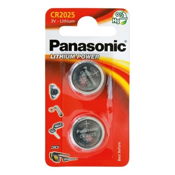 Panasonic - 2 Stück Lithium-Knopfzellenbatterie CR2025 3V 165 mAh