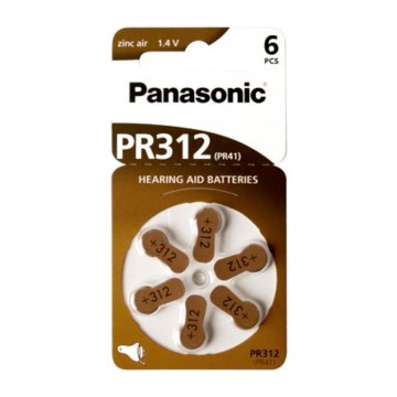 Panasonic - 6 St Batterie für Hörgeräte PR-312 1,4V