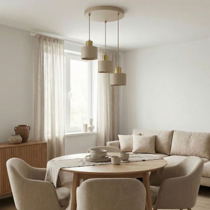 PARKLA Pendelleuchte, kabelhängend, 3xE27/15W/230V, beige/gold