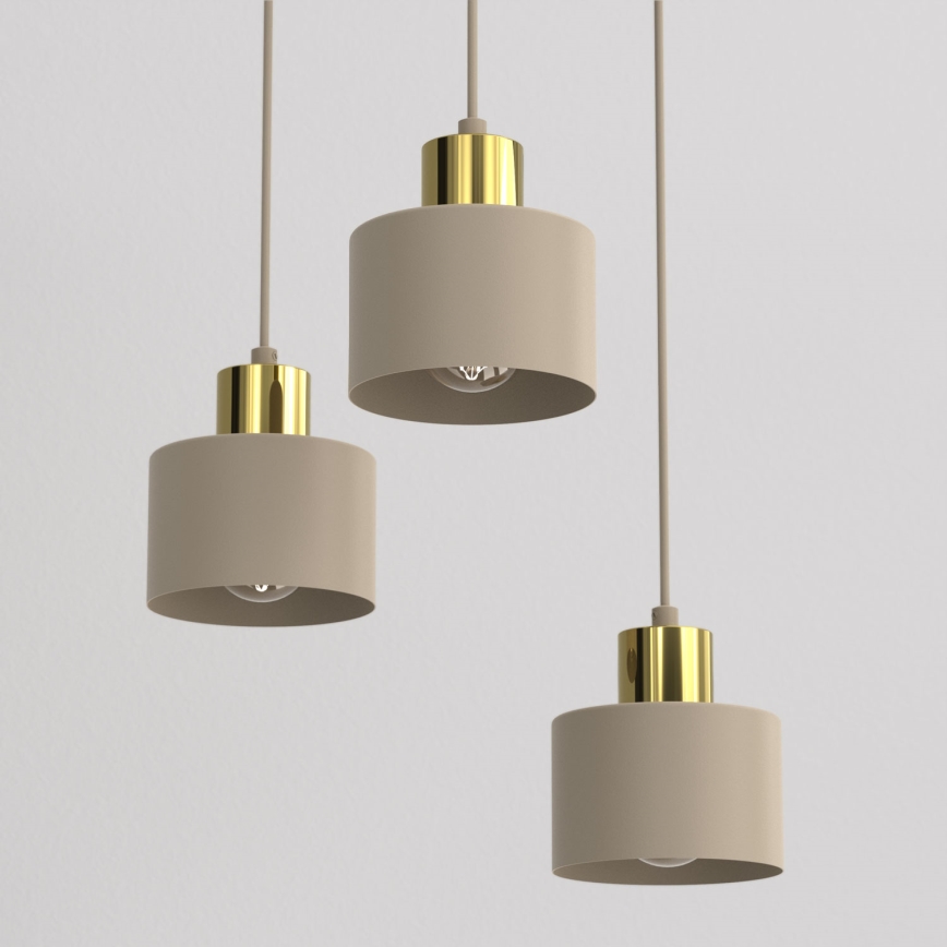PARKLA Pendelleuchte, kabelhängend, 3xE27/15W/230V, beige/gold