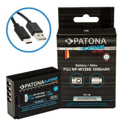 PATONA - Akku Fuji NP-W126S 1050mAh Li-Ion Platinum mit USB-C Ladeanschluss