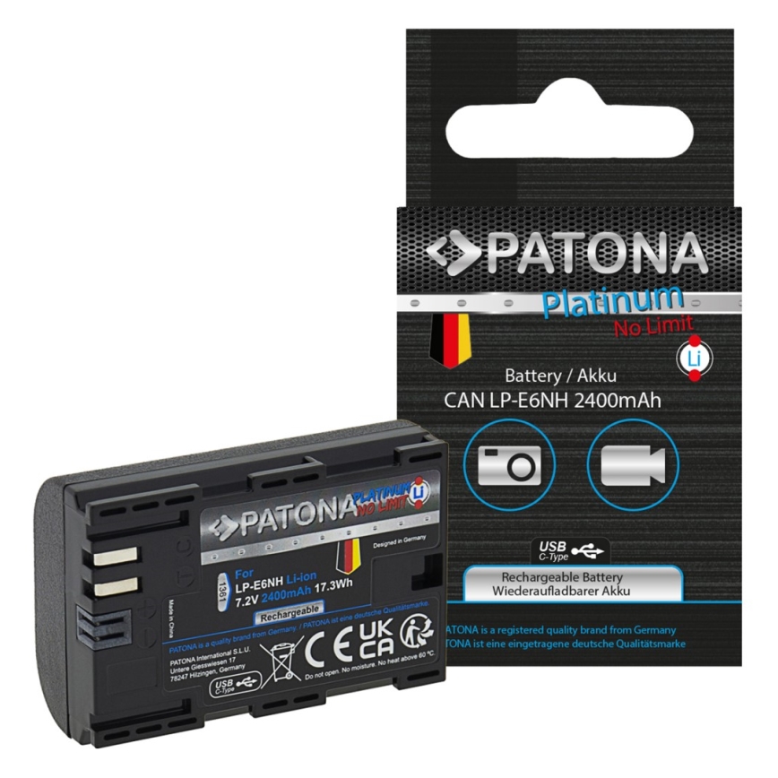 PATONA - Akku Canon LP-E6NH 2600mAh Li-Ion Platinum USB-C