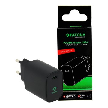 PATONA - Ladeadapter USB-C Stromversorgung 20W/230V schwarz