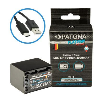 PATONA - Akku Sony NP-FV100 3090mAh Li-Ion Platinum mit USB-C-Ladung