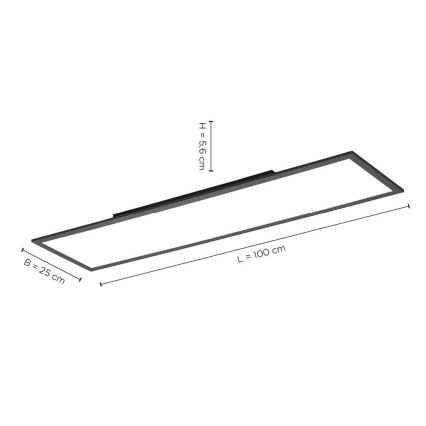 Paul Neuhaus 16533-16-O - LED Dimmbares Aufbaupanel FLAT LED/24W/230V 2700-5000K schwarz + Fernbedienung