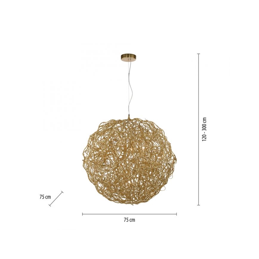 Paul Neuhaus 2019-12 - Pendelleuchte SAREA an Kabel, 15xG9/40W/230V, goldfarben