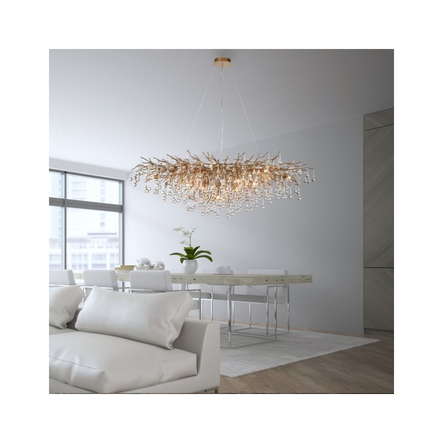 Paul Neuhaus 2031-11 - Kronleuchter an Aufhängung ICICLE 15xG9/40W/230V 75x150 cm Messing