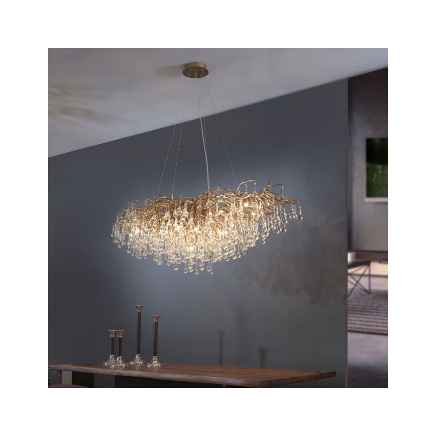 Paul Neuhaus 2031-11 - Kronleuchter an Aufhängung ICICLE 15xG9/40W/230V 75x150 cm Messing