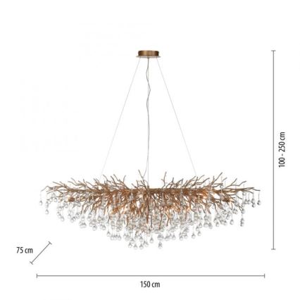 Paul Neuhaus 2031-11 - Kronleuchter an Aufhängung ICICLE 15xG9/40W/230V 75x150 cm Messing