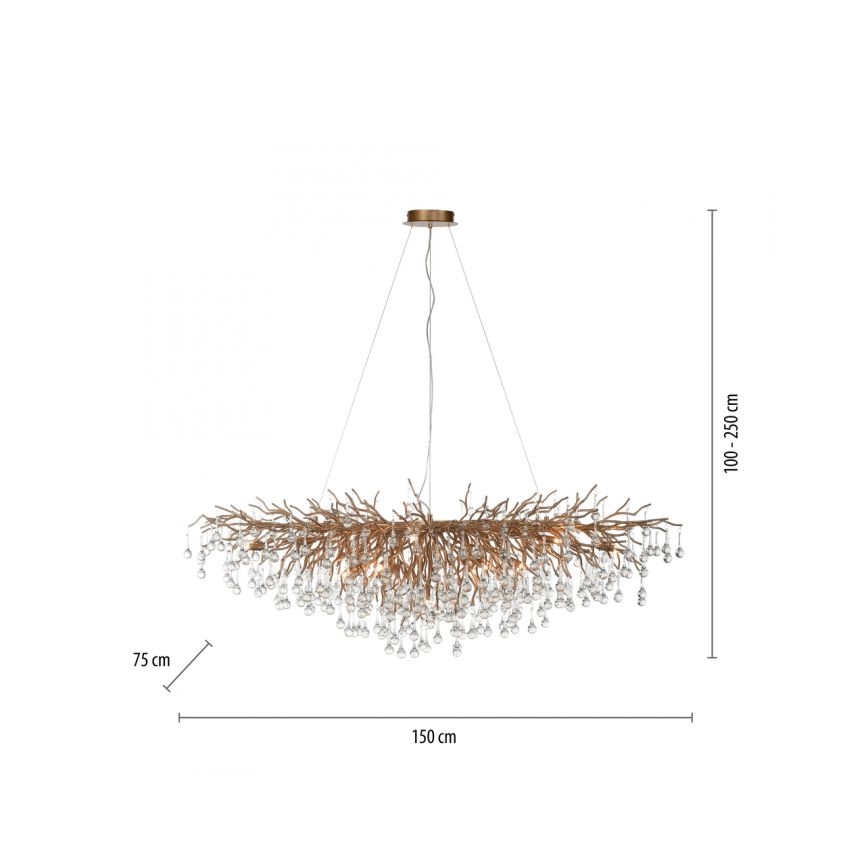 Paul Neuhaus 2031-11 - Kronleuchter an Aufhängung ICICLE 15xG9/40W/230V 75x150 cm Messing