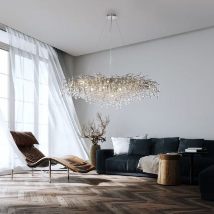 Paul Neuhaus 2031-55 - Kronleuchter an Aufhängung ICICLE 15xG9/40W/230V 75x150 cm glänzendes Chrom