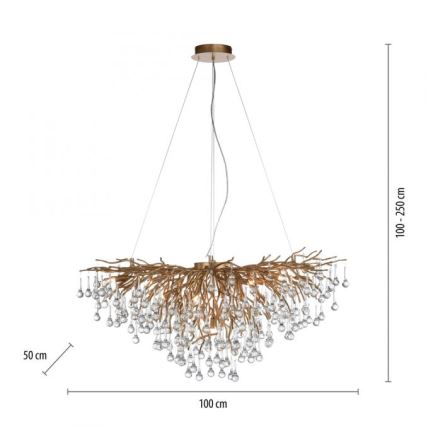 Paul Neuhaus 2192-11 - Kronleuchter an Aufhängung ICICLE 10xG9/40W/230V 50x100 cm Messing