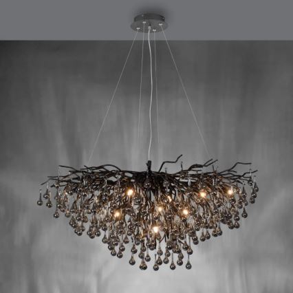 Paul Neuhaus 2192-18 - Pendelleuchte ICICLE an Stahlseil 10xG9/40W/230V 50x100 cm schwarz