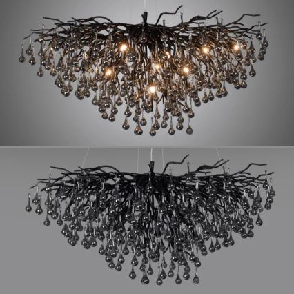 Paul Neuhaus 2192-18 - Pendelleuchte ICICLE an Stahlseil 10xG9/40W/230V 50x100 cm schwarz