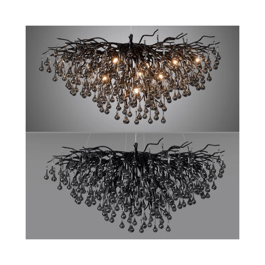 Paul Neuhaus 2192-18 - Pendelleuchte ICICLE an Stahlseil 10xG9/40W/230V 50x100 cm schwarz