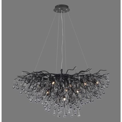 Paul Neuhaus 2192-18 - Pendelleuchte ICICLE an Stahlseil 10xG9/40W/230V 50x100 cm schwarz