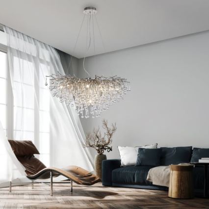 Paul Neuhaus 2192-55 - Hängeleuchte an Kabel ICICLE 10xG9/40W/230V 50x100 cm glänzender Chrom